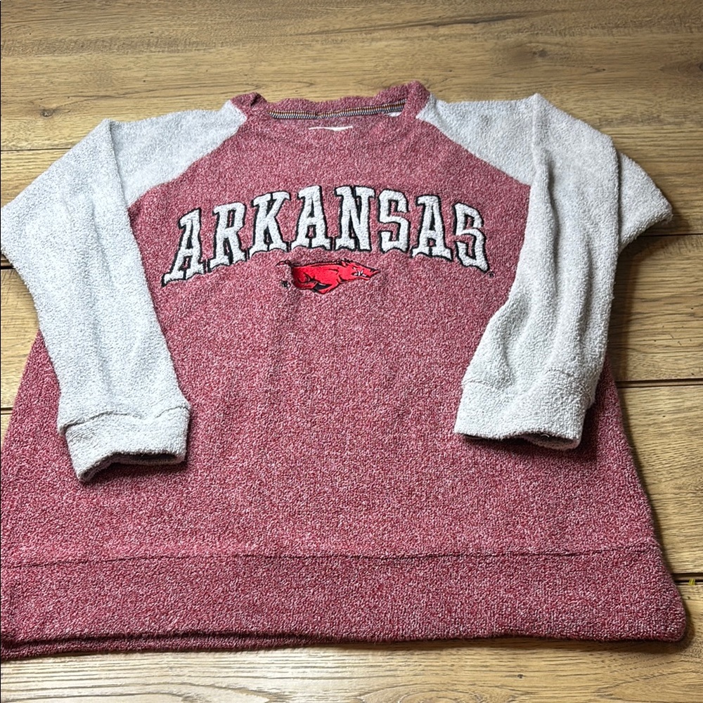 Women’s Pressbox Arkansas Red and White Comfy Terry Sweatshirt Size Medium